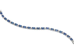 Bransoleta z białego złota z brylantami i szafirami - 18 cm - próba 585