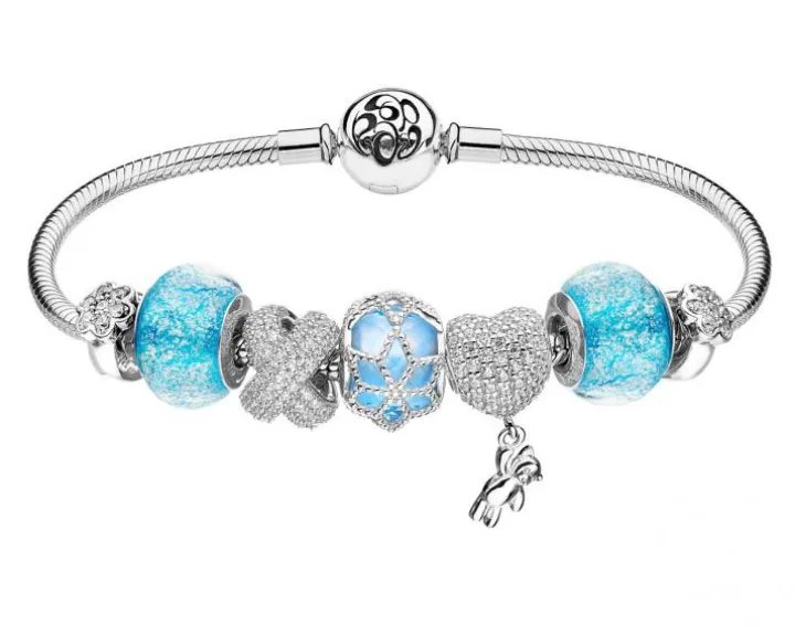 Bransoletka beads - zestaw - kwiaty, miś, serce