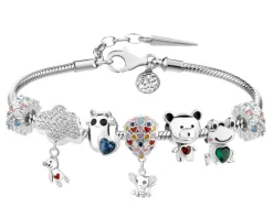 Bransoletka beads - zestaw - serce, kot, miś, słonik, żaba