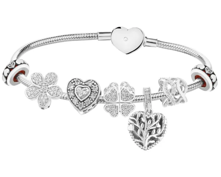 Bransoletka beads zestaw - kwiat, serce, koniczyna, nieskończoność, drzewko