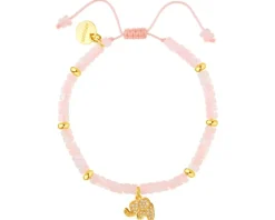 Bransoletka dla dziecka z mosiądzu pozłacana z muszlą i cyrkoniami - słoń