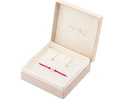 Bransoletka i kolczyki z żółtego złota z diamentami - komplet - serca - 0,01 ct - próba 375