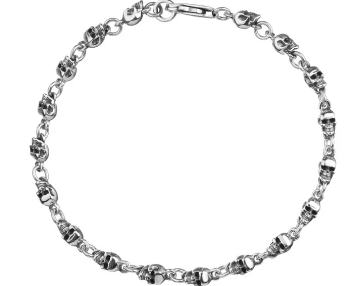 Bransoletka srebrna - czaszki