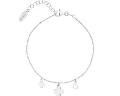 Bransoletka srebrna - koniczyny, serce