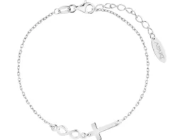 Bransoletka srebrna - krzyż, nieskończoność