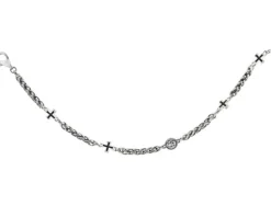 Bransoletka srebrna - krzyż, czaszka