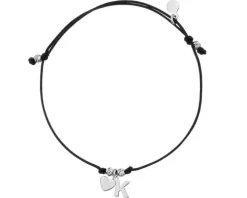 Bransoletka srebrna  - litera K, serce