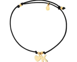 Bransoletka srebrna - litera K, serce