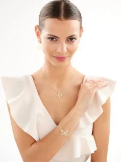 Bransoletka srebrna - motyl