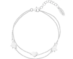 Bransoletka srebrna - serce, motyl