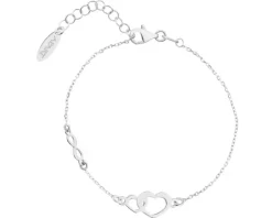 Bransoletka srebrna - serca, nieskończoność