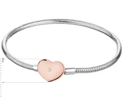 Bransoletka srebrna beads z cyrkonią - serce