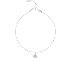 Bransoletka srebrna na nogę, cyrkonie - łapka