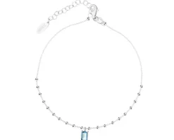 Bransoletka srebrna na nogę, cyrkonia  - kulki