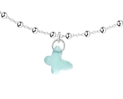 Bransoletka srebrna na nogę, cyrkonia - motyl