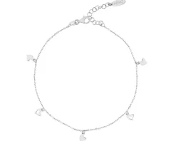 Bransoletka srebrna na nogę - serca