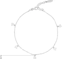 Bransoletka srebrna na nogę - serca