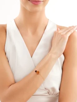 Bransoletka srebrna z bursztynem