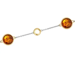 Bransoletka srebrna z bursztynem - koła