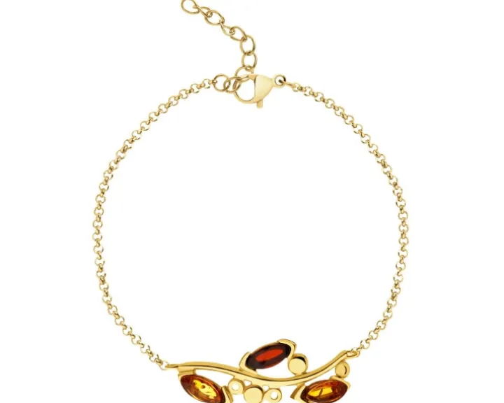 Bransoletka srebrna z bursztynem