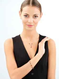 Bransoletka srebrna z bursztynem