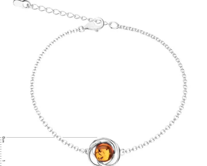 Bransoletka srebrna z bursztynem