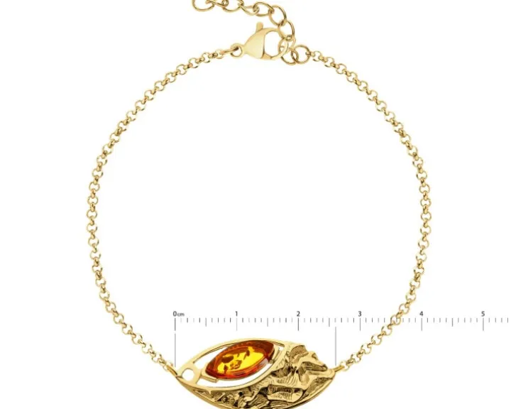 Bransoletka srebrna z bursztynem