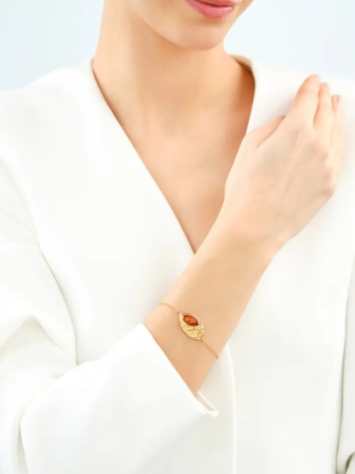 Bransoletka srebrna z bursztynem