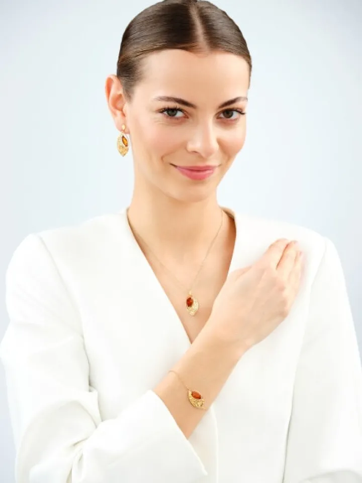 Bransoletka srebrna z bursztynem