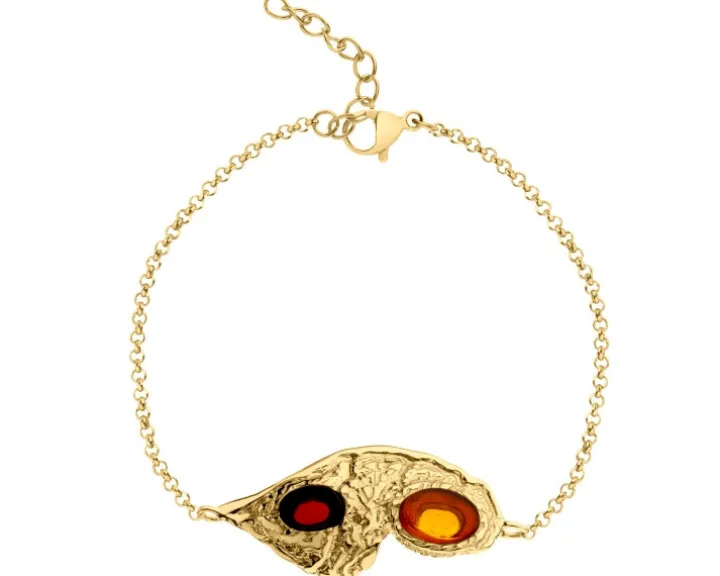 Bransoletka srebrna z bursztynem