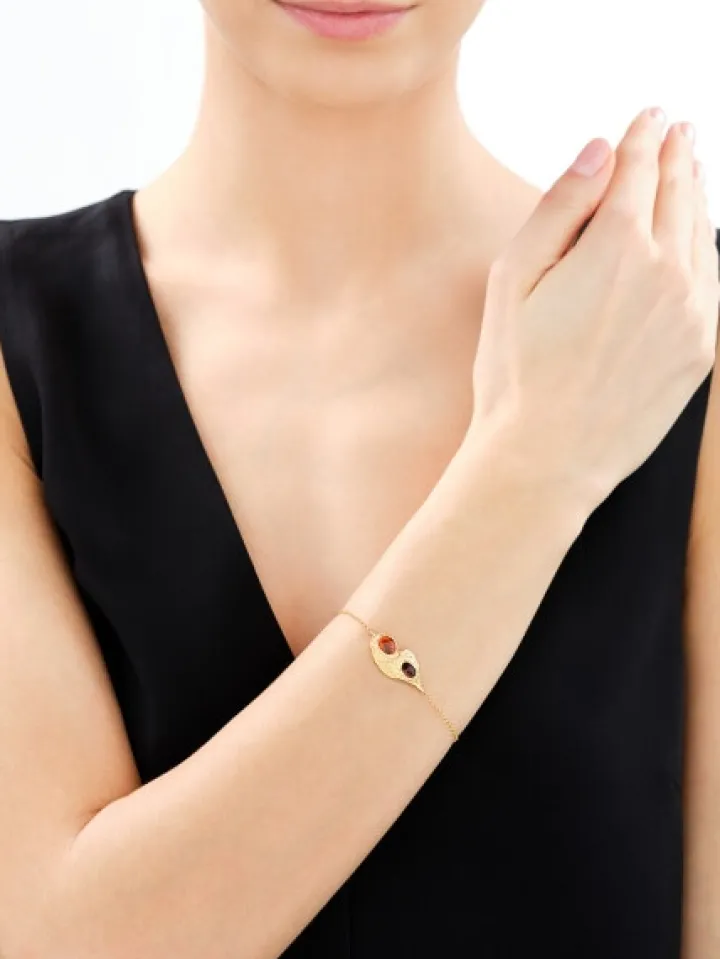 Bransoletka srebrna z bursztynem