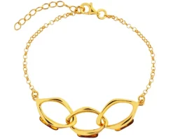 Bransoletka srebrna z bursztynem - łańcuch