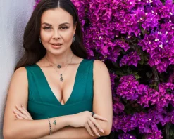 Bransoletka srebrna z cyrkoniami i szlifowanym szkłem