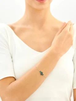 Bransoletka srebrna z cyrkoniami i szlifowanym szkłem