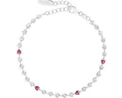 Bransoletka srebrna z cyrkoniami - serca