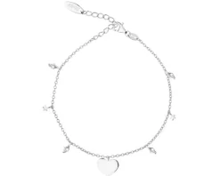 Bransoletka srebrna z cyrkoniami - serce, gwiazdy