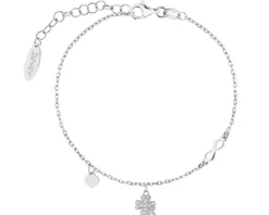 Bransoletka srebrna z cyrkoniami - koniczyna, serce, nieskończoność