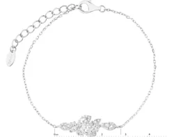 Bransoletka srebrna z cyrkoniami - liście