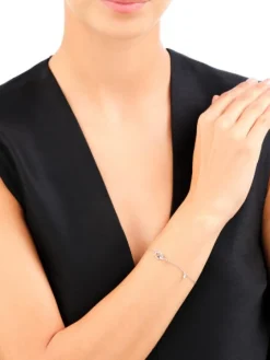 Bransoletka srebrna z cyrkonią - serce, koło