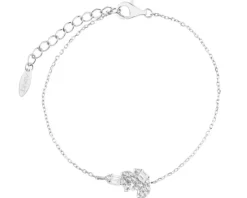 Bransoletka srebrna z cyrkoniami - liście