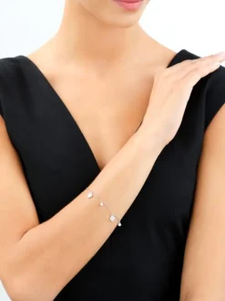 Bransoletka srebrna z cyrkoniami - koniczyny