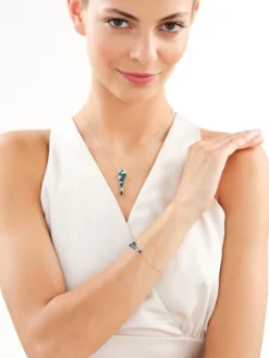 Bransoletka srebrna z cyrkoniami i szlifowanym szkłem