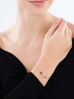 Bransoletka srebrna z cyrkonią, spinelem i szlifowanym szkłem