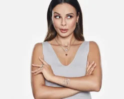 Bransoletka srebrna z cyrkoniami - litera M, serca