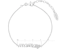 Bransoletka srebrna z cyrkoniami - mama, serce