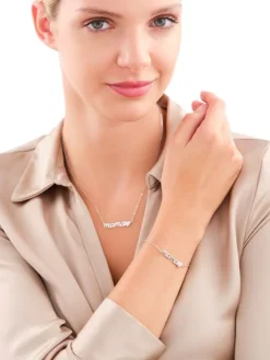 Bransoletka srebrna z cyrkoniami - mama, serce