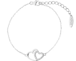 Bransoletka srebrna z cyrkoniami - serca