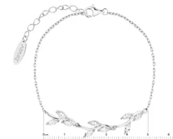 Bransoletka srebrna z cyrkoniami - liście