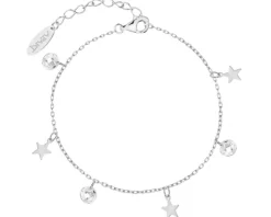 Bransoletka srebrna z cyrkoniami - gwiazdy
