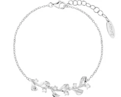 Bransoletka srebrna z cyrkoniami - liście